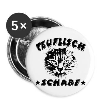 Katze - Buttons groß 56 mm (5er Pack) - Weiß - Vorne