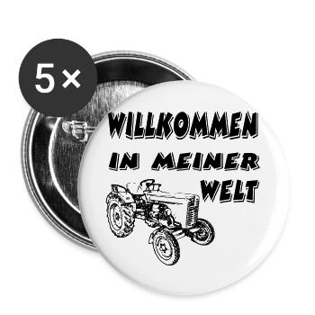 Traktor - Buttons groß 56 mm (5er Pack) - Weiß - Vorne