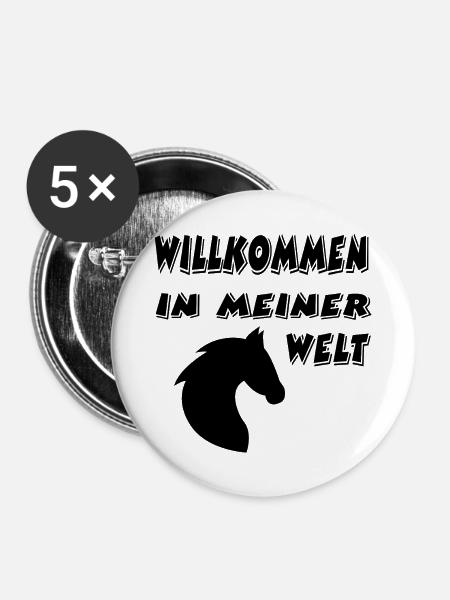 Pferd - Buttons groß 56 mm (5er Pack) - Weiß