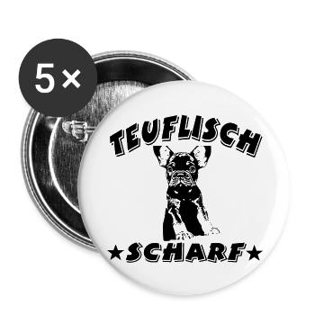 Hund - Buttons groß 56 mm (5er Pack) - Weiß - Vorne