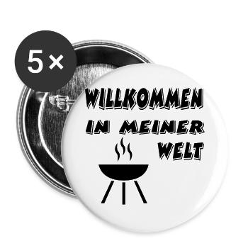 Grillen - Buttons groß 56 mm (5er Pack) - Weiß - Vorne
