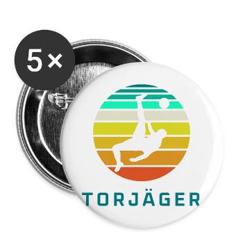 Torjäger - Buttons groß 56 mm (5er Pack) - Weiß - Vorne