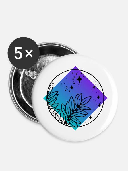 Stars and Leafs - Buttons groß 56 mm (5er Pack) - Weiß