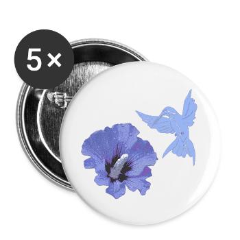 geschenke mit kolibris, Kolibrisilhouette Hibiskus - Buttons groß 56 mm (5er Pack) - Weiß - Vorne