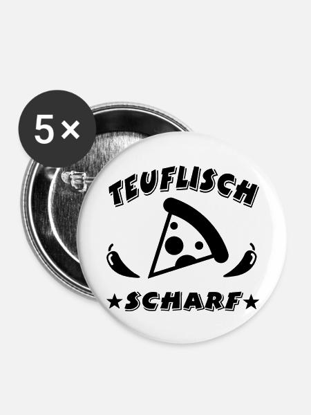 Pizza - Buttons groß 56 mm (5er Pack) - Weiß
