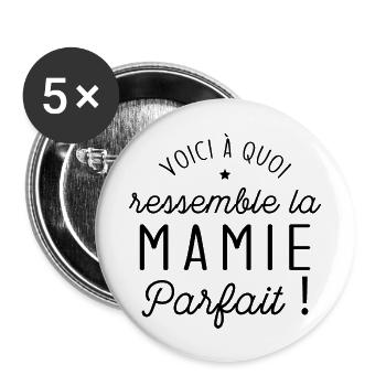 Voici à quoi ressemble une mamie parfaite - Lot de 5 grands badges (56 mm) - blanc - Devant