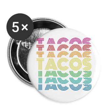 Tacos - Lot de 5 grands badges (56 mm) - blanc - Devant