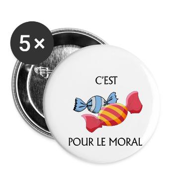 Süßigkeiten für die Moral - Buttons groß 56 mm (5er Pack) - Weiß - Vorne