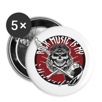 Rock and Roll Rock Music Hard Rock Therapy - Buttons large 2.2''/56 mm (5-pack) - white - Front