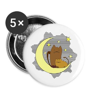 Chats - Lot de 5 grands badges (56 mm) - blanc - Devant