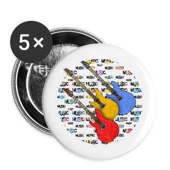 Gitarren - Buttons groß 56 mm (5er Pack) - Weiß - Vorne