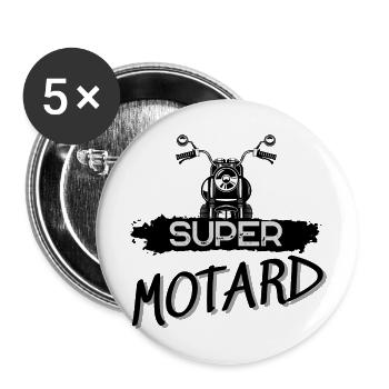 SUPER MOTARD - Lot de 5 grands badges (56 mm) - blanc - Devant