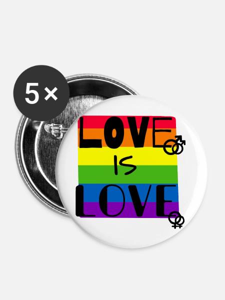 Love is Love - Buttons large 2.2''/56 mm (5-pack) - white