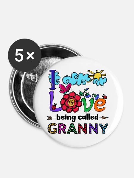 Alte Frau Großmutter Oma Statement Rentnerin - Buttons groß 56 mm (5er Pack) - Weiß