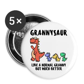 Oma Großmutter Dinosaurier Lustig Statement - Buttons groß 56 mm (5er Pack) - Weiß - Vorne
