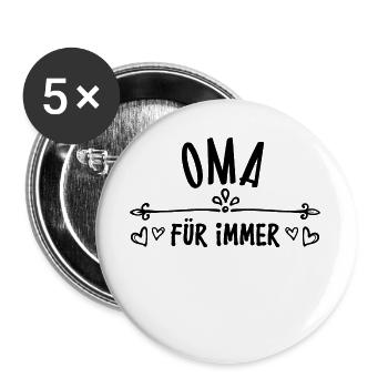 Großmutter Oma Alte Frau Statement Glückwunsch - Buttons groß 56 mm (5er Pack) - Weiß - Vorne