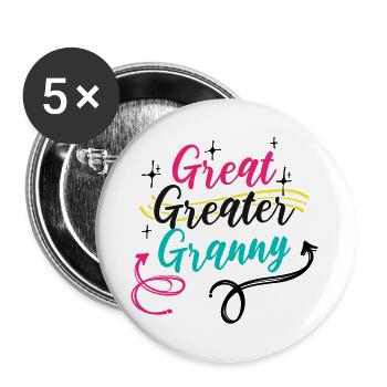 Großmutter Oma Spruch Rentnerin Alles Gute - Buttons groß 56 mm (5er Pack) - Weiß - Vorne