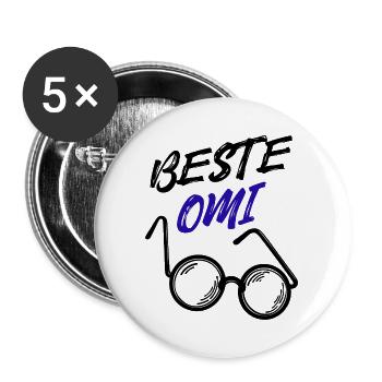 Oma Großmutter Beste Omi Brille Statement - Buttons groß 56 mm (5er Pack) - Weiß - Vorne
