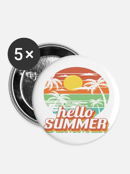 hello Summer - Buttons groß 56 mm (5er Pack) - Weiß