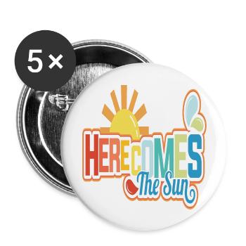 Here comes the Sun - Buttons groß 56 mm (5er Pack) - Weiß - Vorne