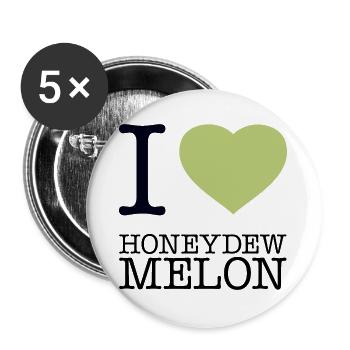 I LOVE HONEYDEW MELON Honigmelone - Buttons large 2.2''/56 mm (5-pack) - white - Front