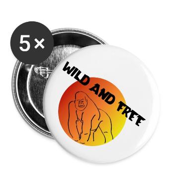 Wild und Frei | Freiheit | Natur | Abenteuer - Buttons groß 56 mm (5er Pack) - Weiß - Vorne