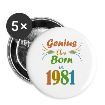 genius born 1981 - Lot de 5 grands badges (56 mm) - blanc - Devant