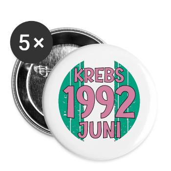 Sternzeichen Krebs Juni 1992 Geburtstag - Buttons groß 56 mm (5er Pack) - Weiß - Vorne