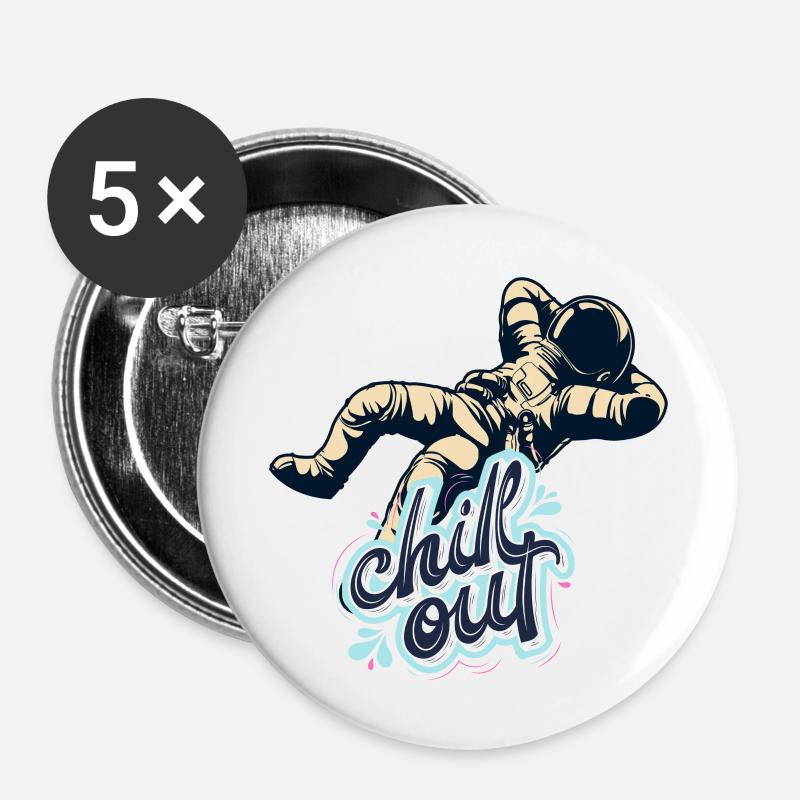 Chilling astronaut - Buttons groß 56 mm (5er Pack) - Weiß
