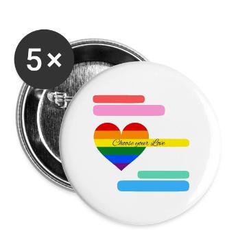 choose your love - Buttons groß 56 mm (5er Pack) - Weiß - Vorne