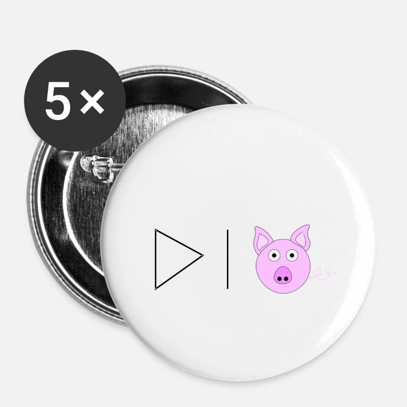 Triangle line wide open swine - Buttons large 2.2''/56 mm (5-pack) - white