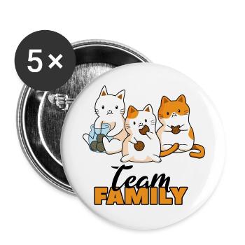 équipe famille chat biscuits collègues de travail seekatze - Lot de 5 grands badges (56 mm) - blanc - Devant