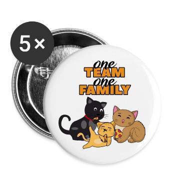 équipe famille chat pizza chef drôle - Lot de 5 grands badges (56 mm) - blanc - Devant