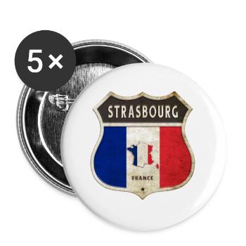 Straßburg Frankreich Wappen Flaggen Design - Buttons groß 56 mm (5er Pack) - Weiß - Vorne