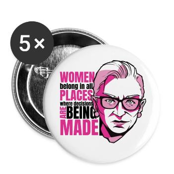 Frauen gehören an alle Orte Frauen gehören an alle - Buttons groß 56 mm (5er Pack) - Weiß - Vorne