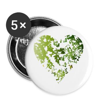 green canopy of a forest in heart shape - Buttons large 2.2''/56 mm (5-pack) - white - Front