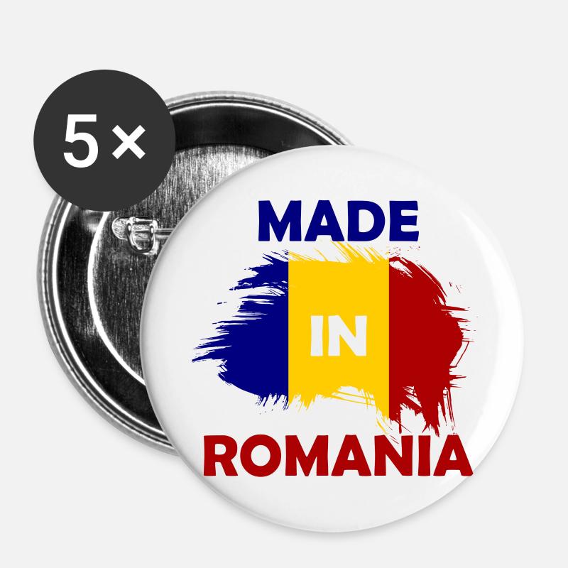 made in Romania - Buttons large 2.2''/56 mm (5-pack) - white