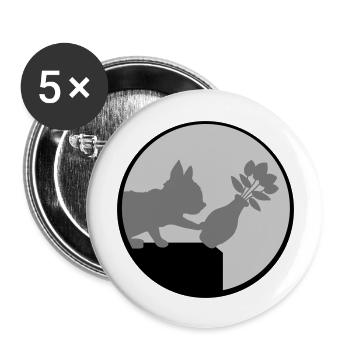 Blumenvase fällt runter Katze - Buttons groß 56 mm (5er Pack) - Weiß - Vorne