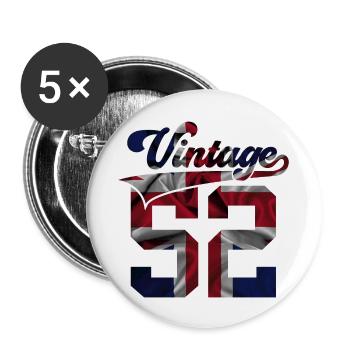 74TH BIRTHDAY UK VINTAGE 1952 - Buttons large 2.2''/56 mm (5-pack) - white - Front