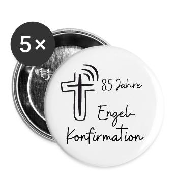 Engel Konfirmation 85 Jahre Jubelkonfirmation - Buttons groß 56 mm (5er Pack) - Weiß - Vorne