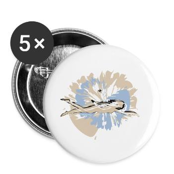 Valentinstag Schwimmerin - Buttons groß 56 mm (5er Pack) - Weiß - Vorne
