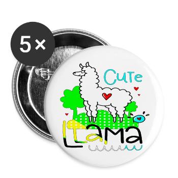 cute llama positive thoughts happy - Buttons large 2.2''/56 mm (5-pack) - white - Front