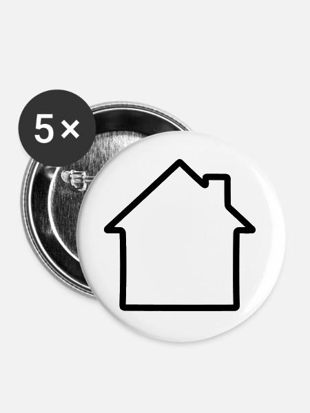 Einfaches Logo des Hauses - Buttons groß 56 mm (5er Pack) - Weiß