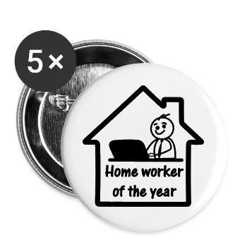 Heimarbeit des Jahres - Buttons groß 56 mm (5er Pack) - Weiß - Vorne