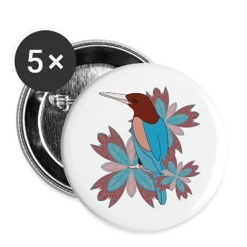 Mandala Vogel - Buttons groß 56 mm (5er Pack) - Weiß - Vorne