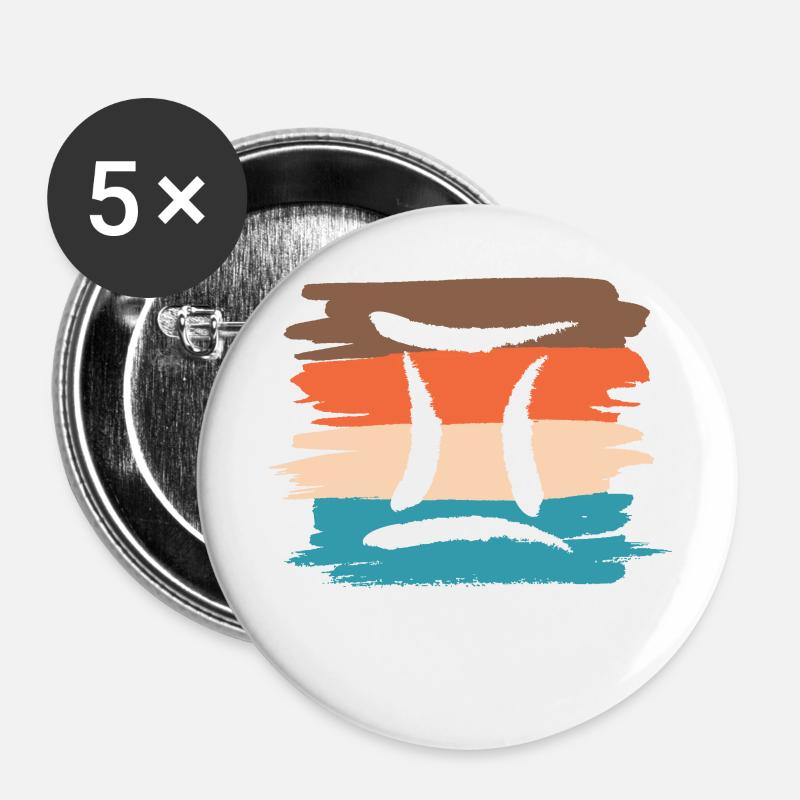 Gemini Zwilling Sternzeichen Vintage Retro - Buttons groß 56 mm (5er Pack) - Weiß