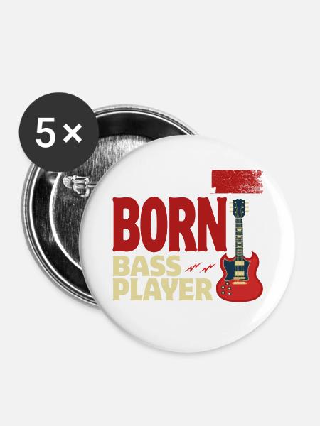 Geborener Bassist - Buttons groß 56 mm (5er Pack) - Weiß