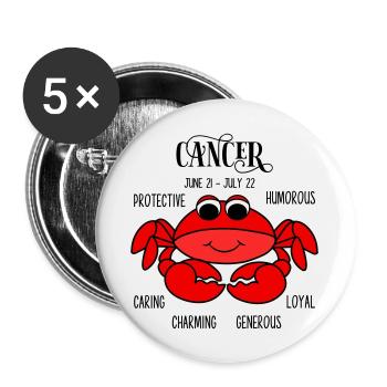 Signe du zodiaque du homard pour les garçons - Lot de 5 grands badges (56 mm) - blanc - Devant