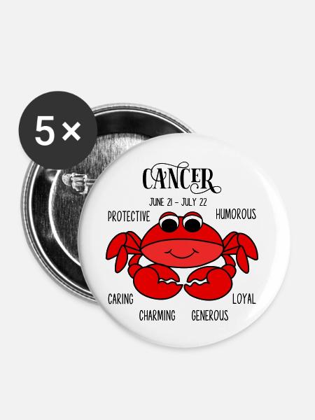 Baby kreeft sterrenbeeld voor jongens - Buttons/Badges stor, 56 mm (5-pack) - hvid