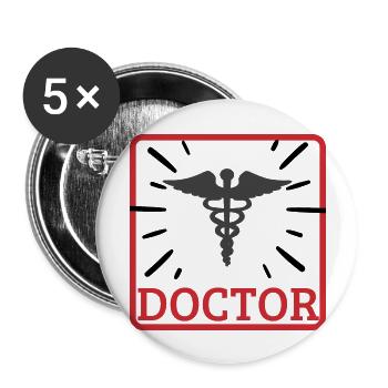Docteur - Lot de 5 grands badges (56 mm) - blanc - Devant